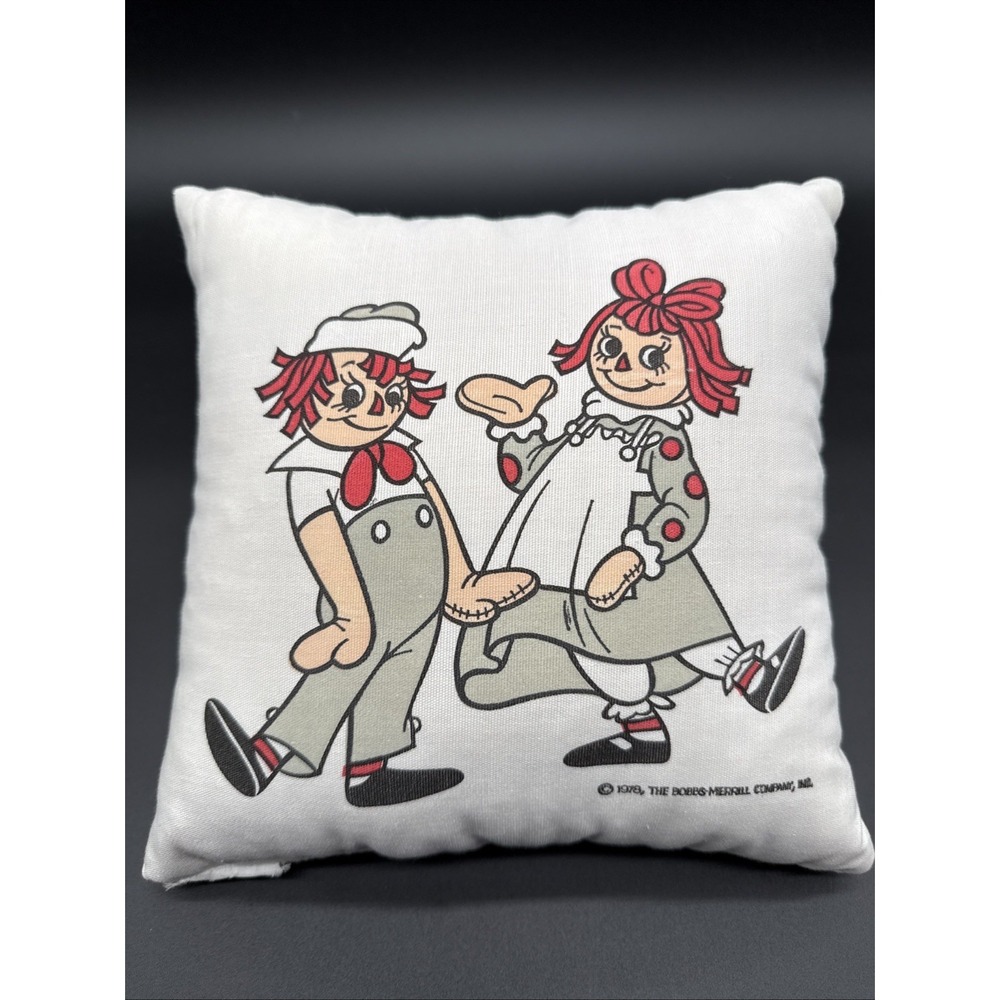 Vintage Raggedy Ann and Andy Throw‎ Pillow Collectible 9 inches 1978 With Tag.
